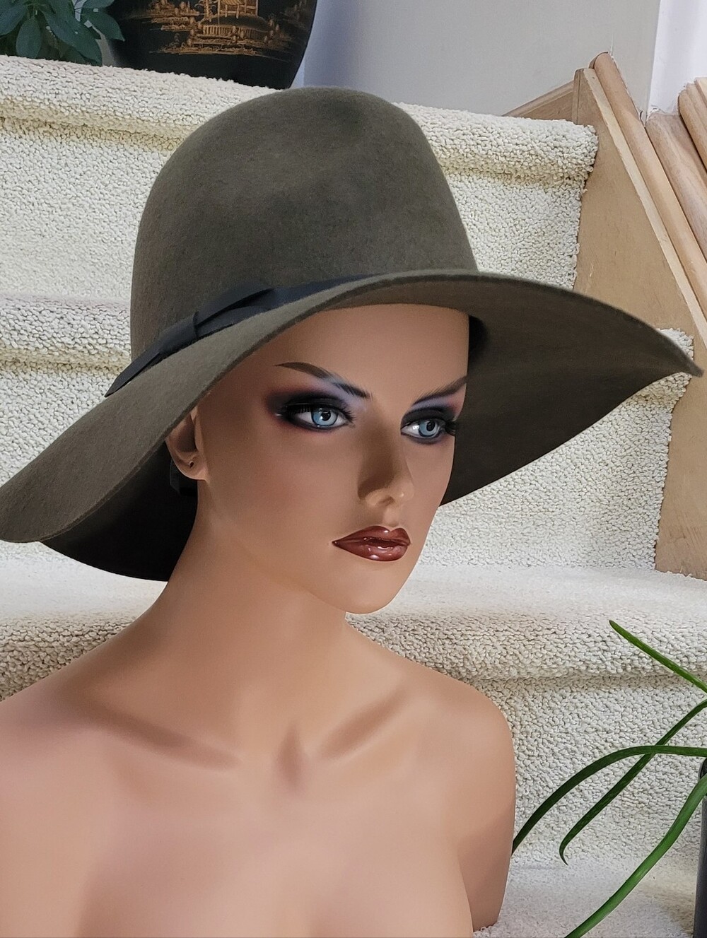 Nordstrom Wide-Brim Felt Fedora - Olive